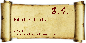 Behalik Itala névjegykártya